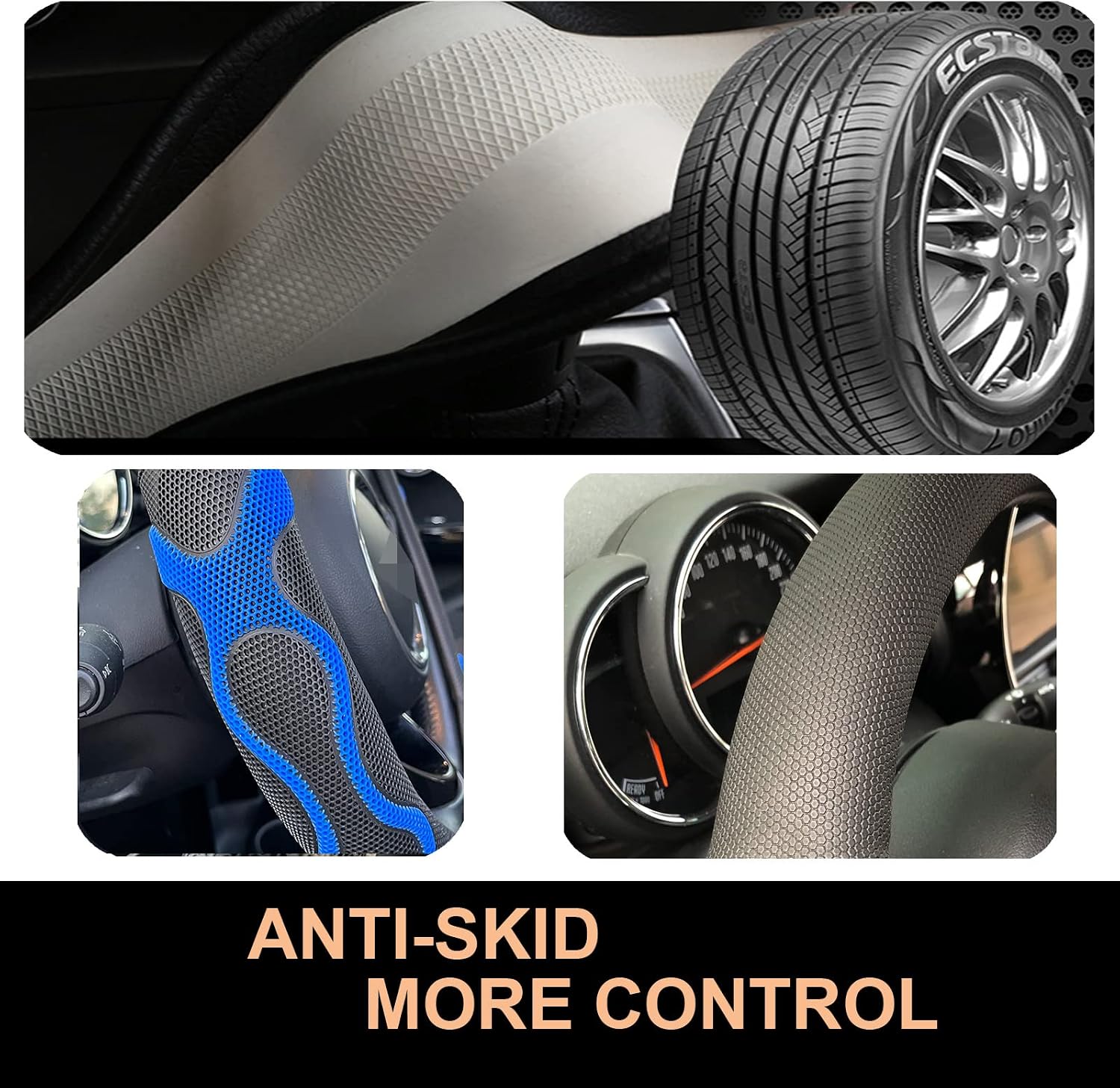 b0c3pxldcv 4 XL Comfy Grip Steering Wheel Cover for Semi Truck 18 Inch (Blue)