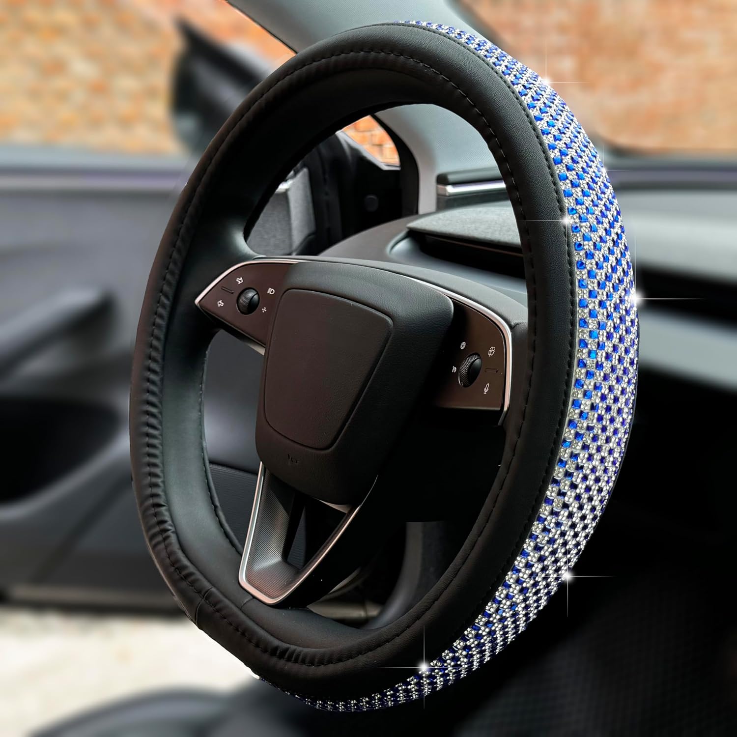 b0dfqvwfpl 10 Bling Comfy Steering Wheel Cover for Tesla Model Y/3 (Pink)