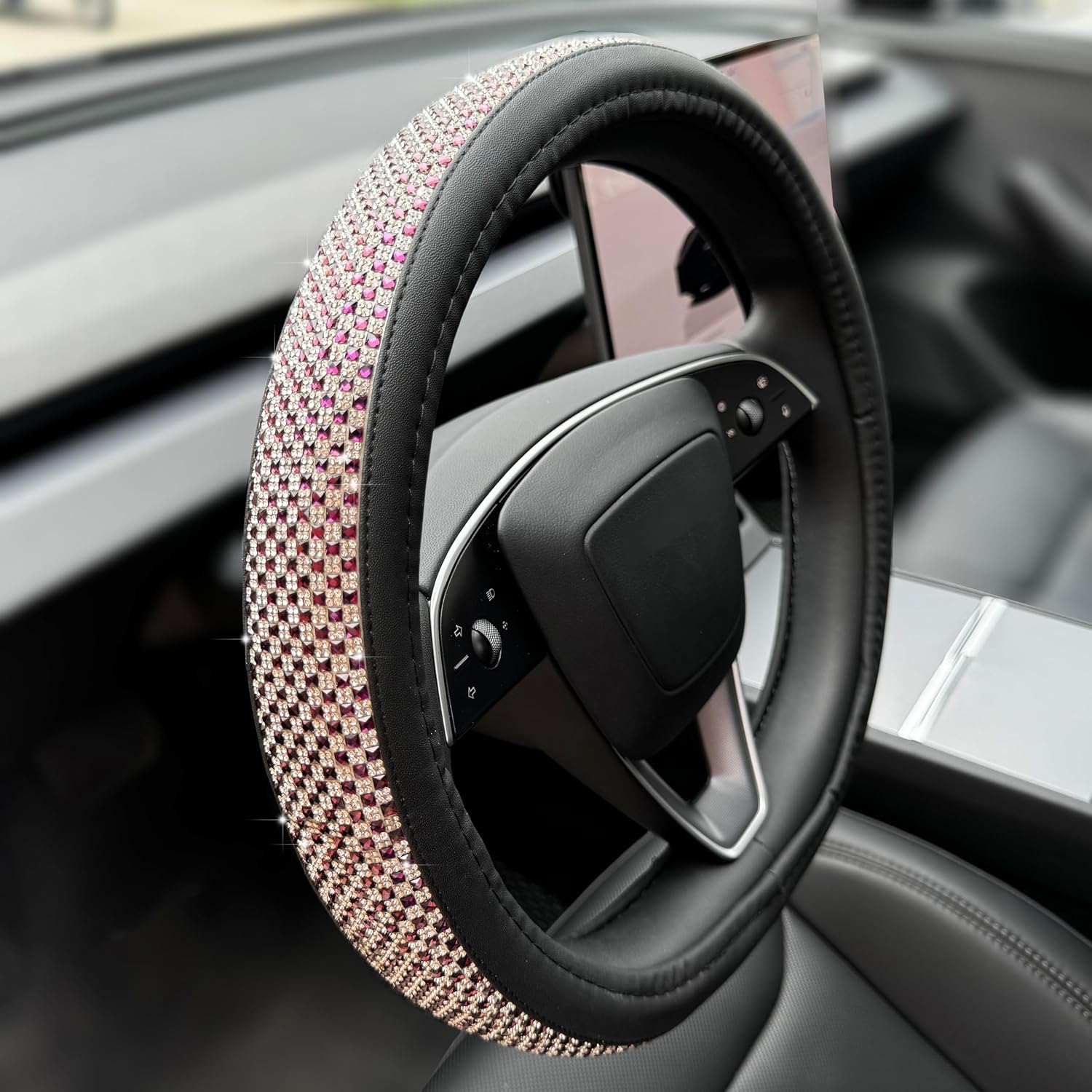 b0dfqvwfpl 11 Bling Comfy Steering Wheel Cover for Tesla Model Y/3 (Pink)