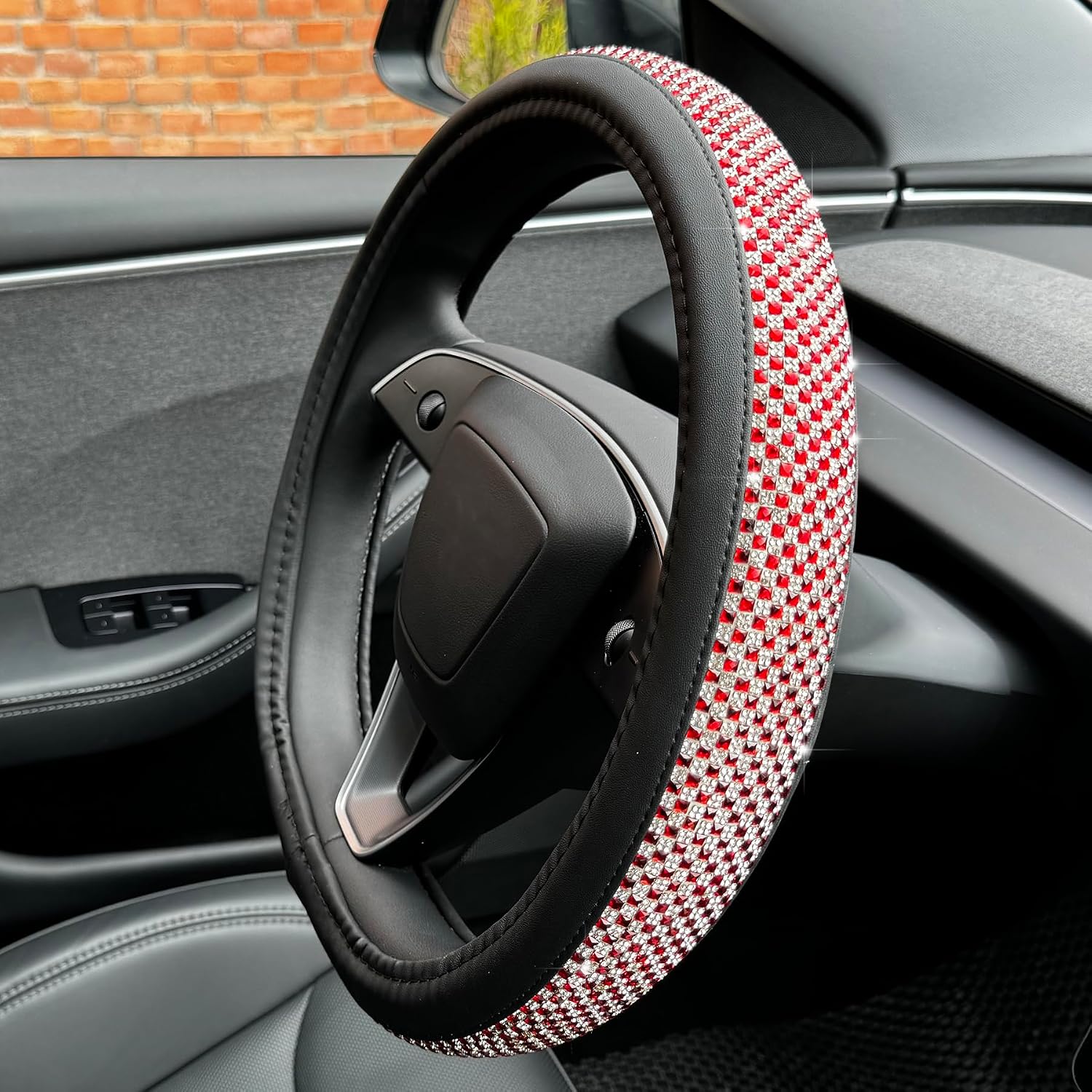 b0dfqvwfpl 12 Bling Comfy Steering Wheel Cover for Tesla Model Y/3 (Pink)