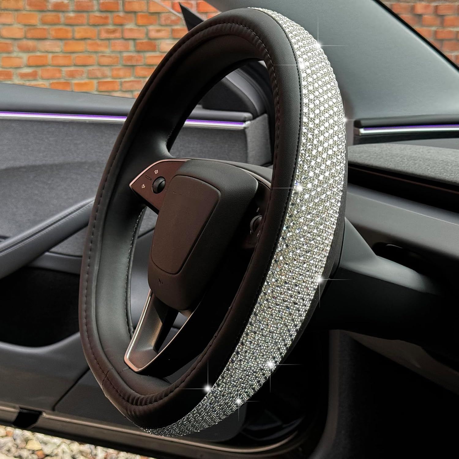 b0dfqvwfpl 2 Bling Comfy Steering Wheel Cover for Tesla Model Y/3 (Pink)