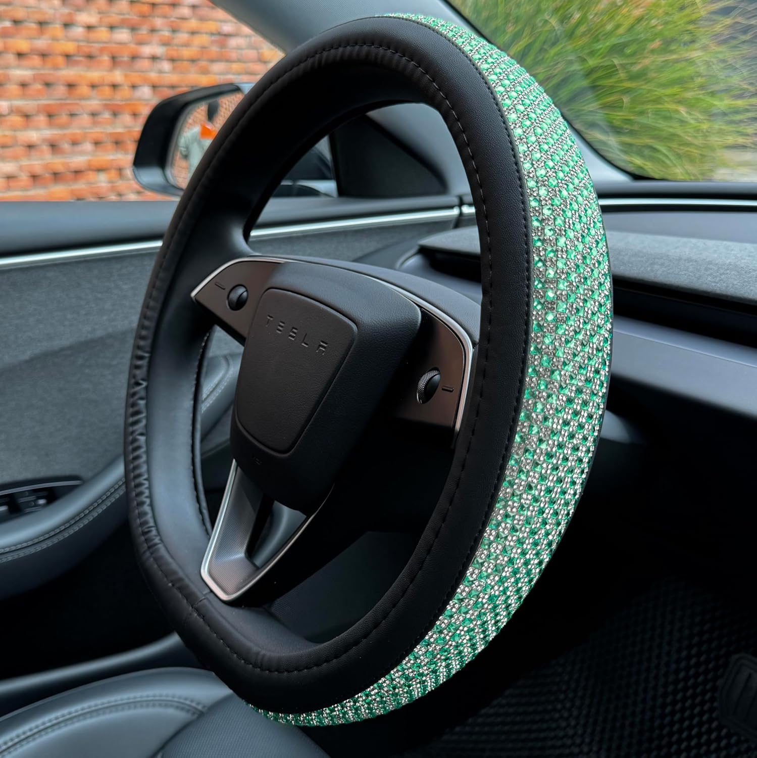 b0dfqvwfpl 5 Bling Comfy Steering Wheel Cover for Tesla Model Y/3 (Pink)