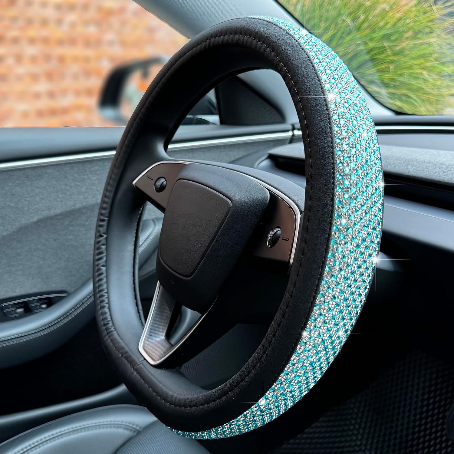 b0dfqvwfpl 8 Bling Comfy Steering Wheel Cover for Tesla Model Y/3 (Pink)